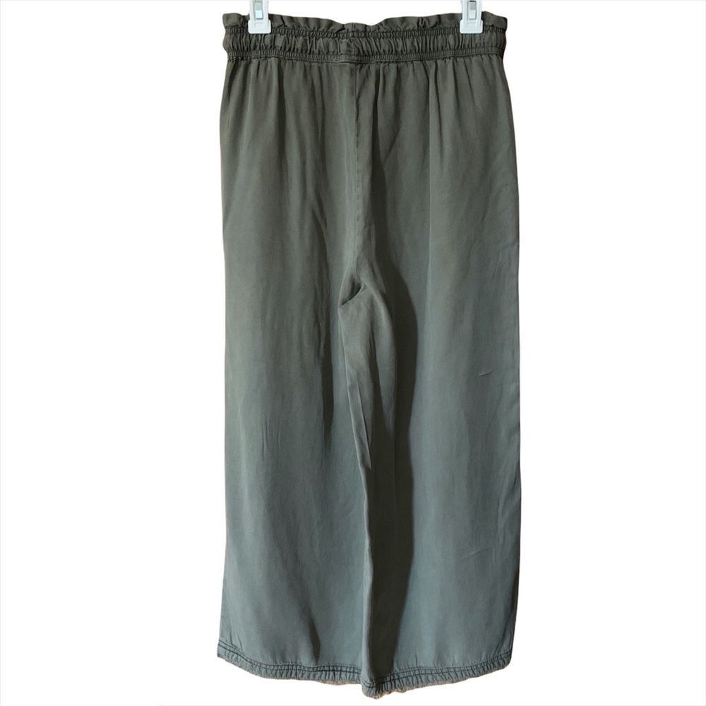 C&C California Loose Leg Size S Green Pants Elastic Waist Wide Frayed Hem Small - Picture 8 of 10